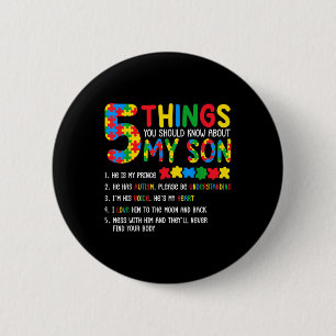 Autism Awareness Shirt 5 Things You Should Know Ab 6 Cm Round Badge
