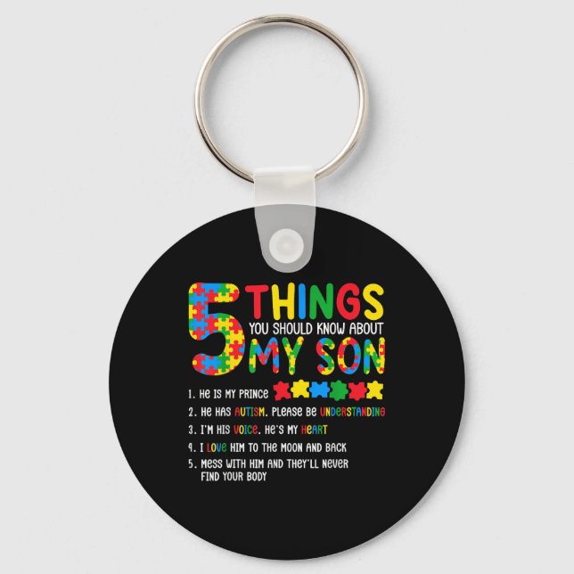 Autism Awareness Shirt 5 Things You Should Know Ab Key Ring (Front)