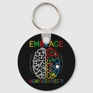 Autism Awareness Shirt Embrace Neurodiversity ADHD Key Ring