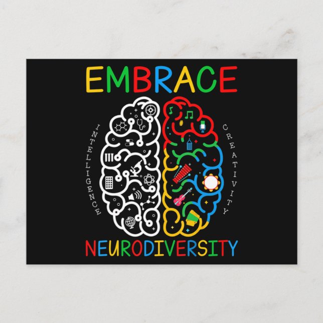 Autism Awareness Shirt Embrace Neurodiversity ADHD Postcard (Front)