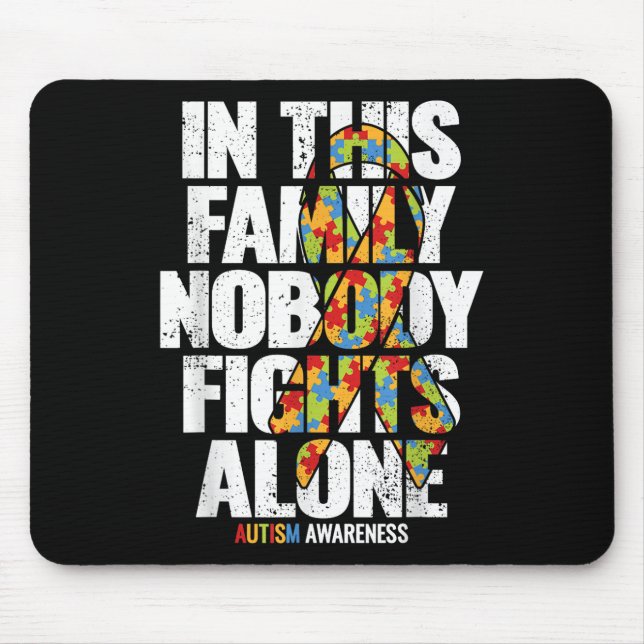 Autism Awareness Shirt Family Support Mum Autism A Mouse Mat (Front)