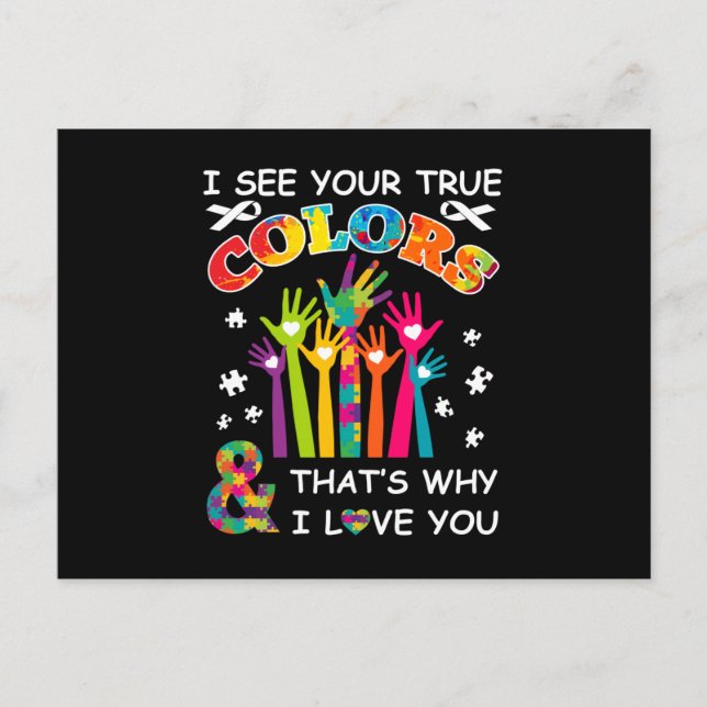 Autism Awareness Shirt I See Your True Colours Invitation Postcard (Front)
