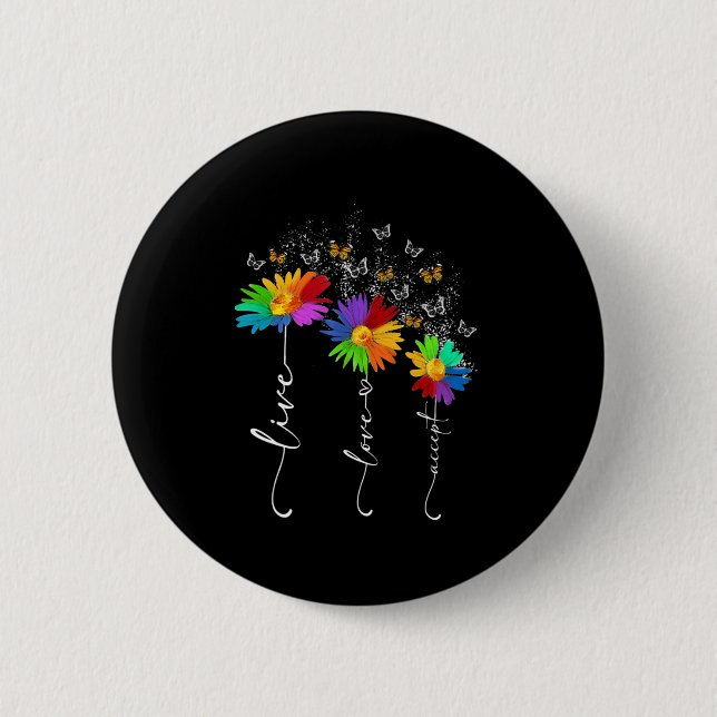 Autism Awareness Shirt Live Love Accept Autism Flo 6 Cm Round Badge (Front)