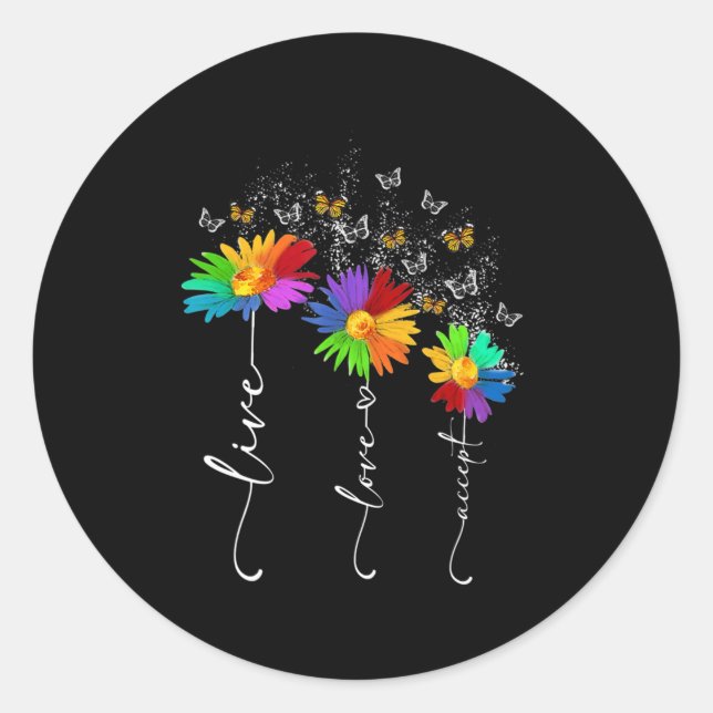 Autism Awareness Shirt Live Love Accept Autism Flo Classic Round Sticker (Front)