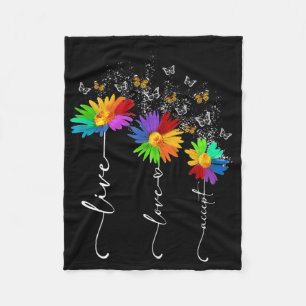 Autism Awareness Shirt Live Love Accept Autism Flo Fleece Blanket