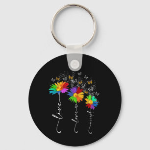 Autism Awareness Shirt Live Love Accept Autism Flo Key Ring