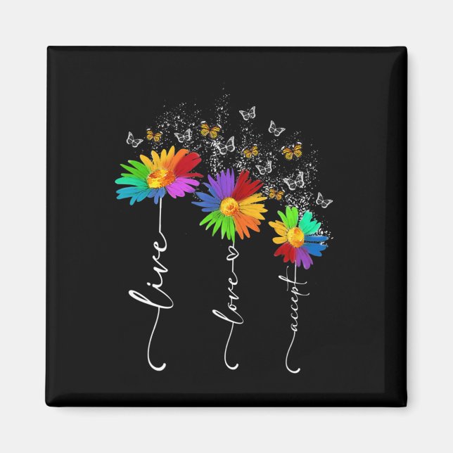 Autism Awareness Shirt Live Love Accept Autism Flo Magnet (Front)