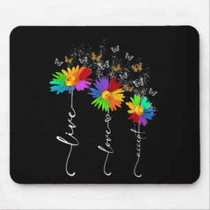 Autism Awareness Shirt Live Love Accept Autism Flo Mouse Mat