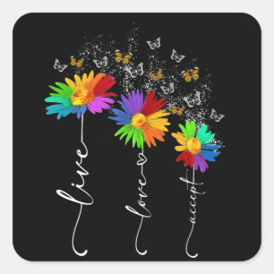 Autism Awareness Shirt Live Love Accept Autism Flo Square Sticker