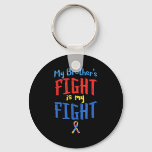 Autism Awareness Shirt Ribbon My Brothers Fight Bo Key Ring