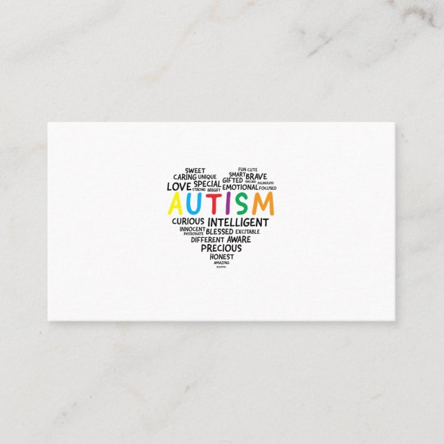 Autism Awareness Shirts - Autism Heart Shirt Business Card (Front)