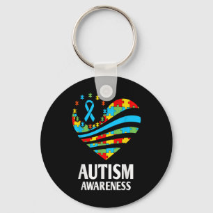 Autism Awareness Shirts Women Heart Support Autist Key Ring