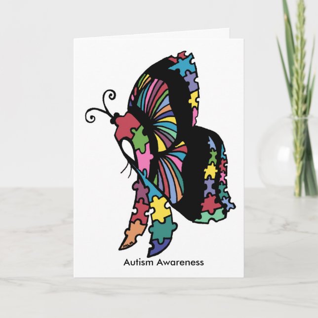 Autism Awareness side butterfly Card (Front)