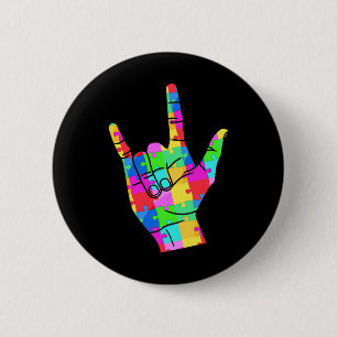 Autism Awareness Sign Language Gifts Asl Love  6 Cm Round Badge