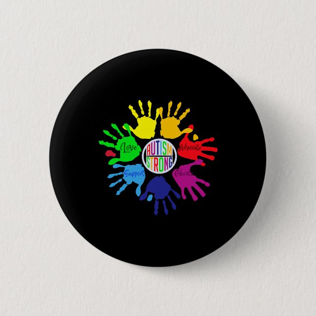 Autism Awareness  Sign Language Hand Puzzle Suppor 6 Cm Round Badge (Front)