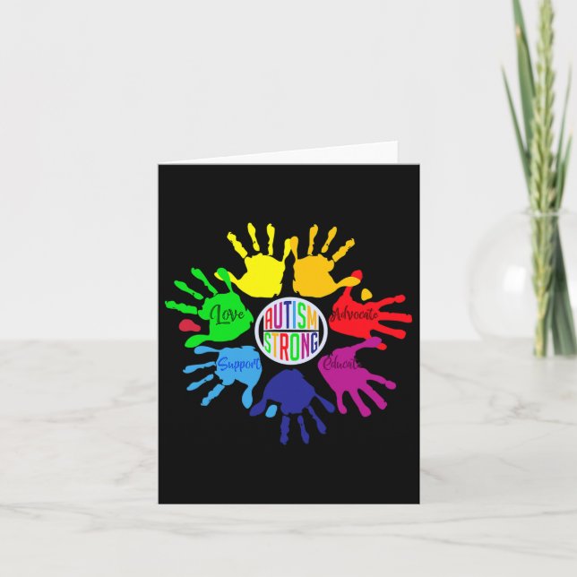 Autism Awareness Sign Language Hand Puzzle Support Card (Front)