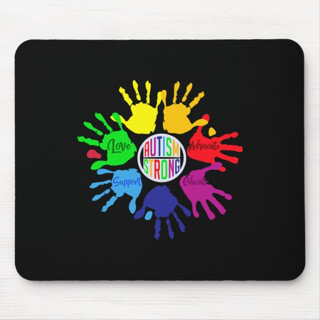Autism Awareness Sign Language Hand Puzzle Support Mouse Mat (Front)