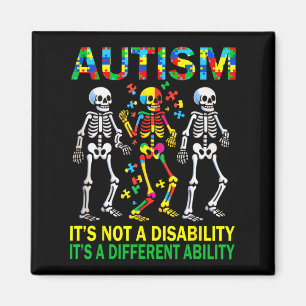 Autism Awareness Skeleton Dancing Autistic Kids Aw Magnet