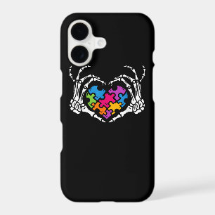 Autism Awareness Skeleton Heart Puzzle Piece
