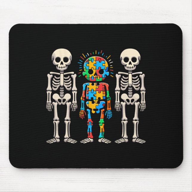 Autism Awareness Skeleton  Mouse Mat (Front)