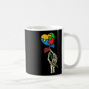 Autism Awareness Skull Hand Rose Autism Puzzle Pie Coffee Mug