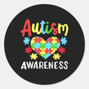 Autism Awareness , Small, Black Classic Round Sticker