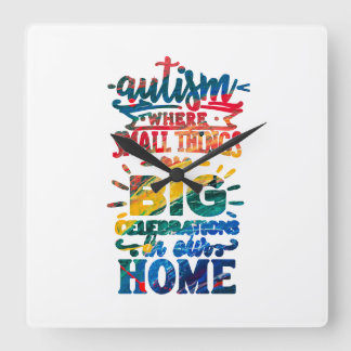 Autism Awareness Small Things Big Celebrations  Square Wall Clock