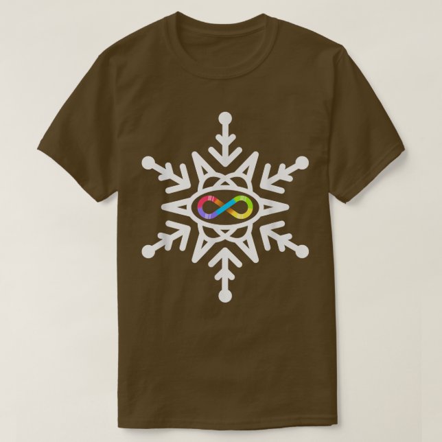 Autism Awareness Snowflake Rainbow Infinity  T-Shirt (Design Front)
