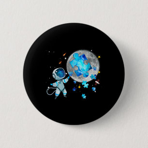 Autism Awareness Space Stars Astronaut On The Moon 6 Cm Round Badge