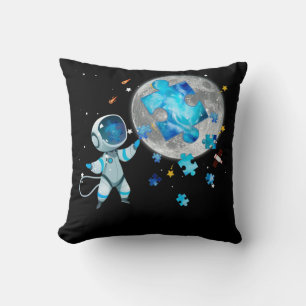 Autism Awareness Space Stars Astronaut On The Moon Cushion