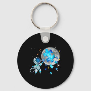 Autism Awareness Space Stars Astronaut On The Moon Key Ring