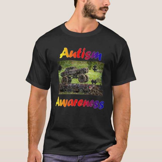 Autism Awareness Speaks Monster Truck Jam Puzzle P T-Shirt (Front)