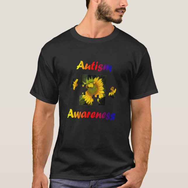 Autism Awareness Speaks Sunflower Puzzle Piece Rai T-Shirt (Front)