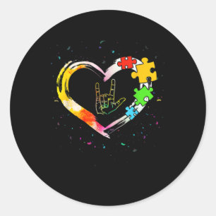 Autism Awareness Special Ed Teacher Asl Sign Langu Classic Round Sticker