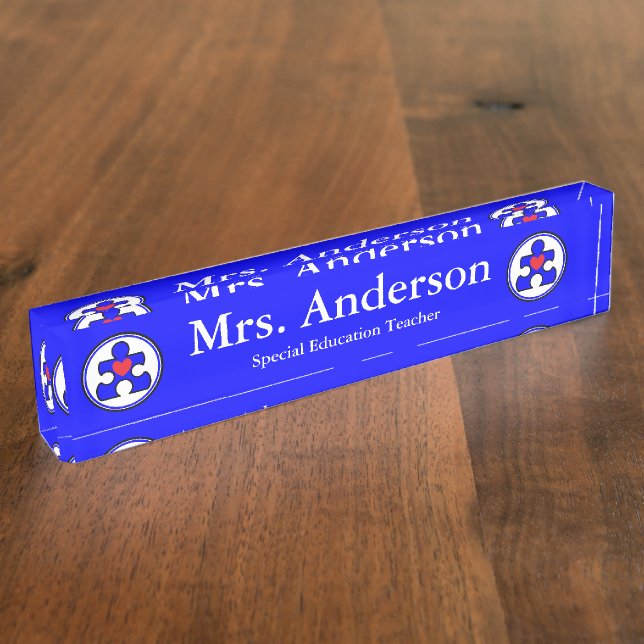 Autism Awareness Special Education Teacher Nameplate (Side)