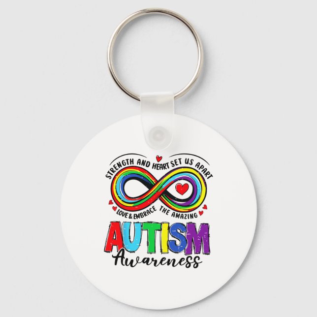 Autism Awareness Strength And Heart Set Us Apart 2 Key Ring (Front)