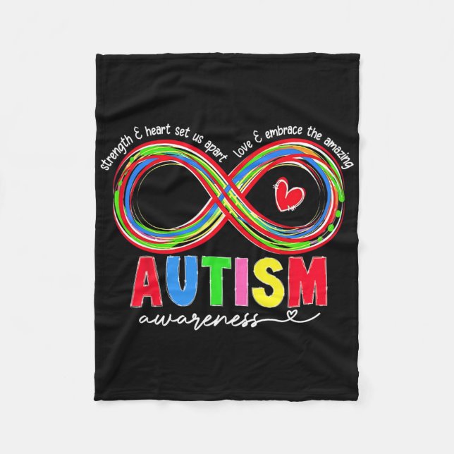 Autism Awareness Strength And Heart Set Us Apart 5 Fleece Blanket (Front)
