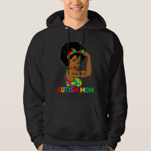 Autism Awareness Strong Autism Mom Afro Black Moth Hoodie