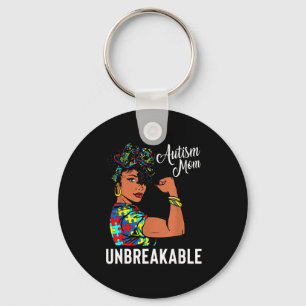 Autism Awareness Strong Mom Afro Mother Black Wome Key Ring
