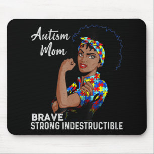 Autism Awareness Strong Mom Afro Mother Black Wome Mouse Mat