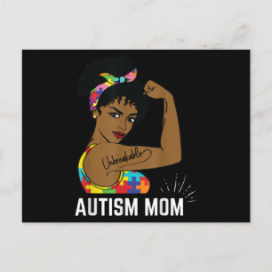 Autism Awareness Strong Mom Afro Mother Black Wome Postcard