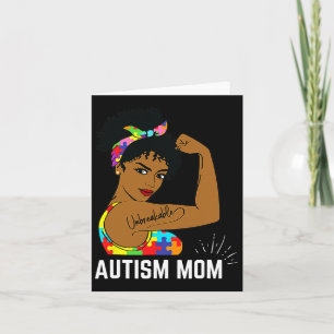 Autism Awareness Strong Mum Afro Mother Black Wome Card