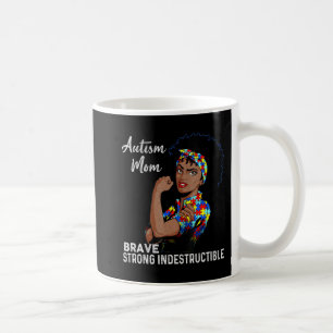 Autism Awareness Strong Mum Afro Mother Black Wome Coffee Mug