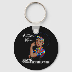 Autism Awareness Strong Mum Afro Mother Black Wome Key Ring