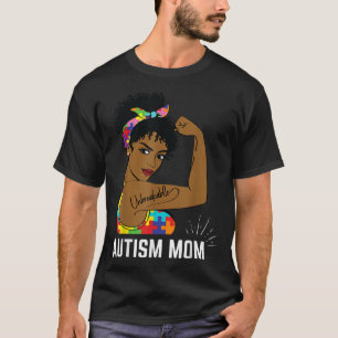 Autism Awareness Strong Mum Afro Mother Black Wome T-Shirt
