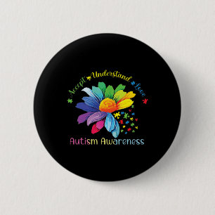 Autism Awareness Sunflower Accept Understand Love  6 Cm Round Badge
