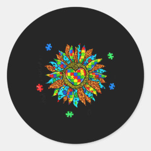 Autism Awareness Sunflower Accept Understand Love Classic Round Sticker