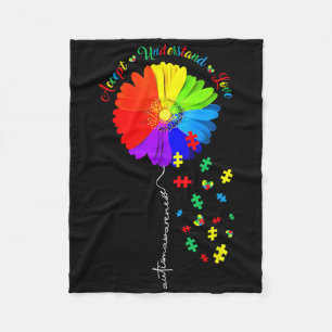 Autism Awareness Sunflower Accept Understand Love Fleece Blanket