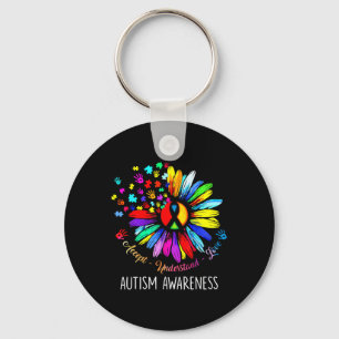 Autism Awareness Sunflower Accept Understand Love Key Ring