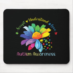 Autism Awareness Sunflower Accept Understand Love Mouse Mat